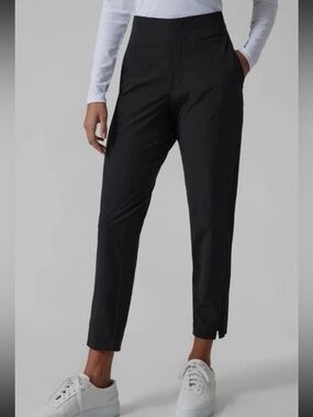 Athleta Brooklyn Pants Women’s 14 Black Tapered Slit Hems High Rise B6